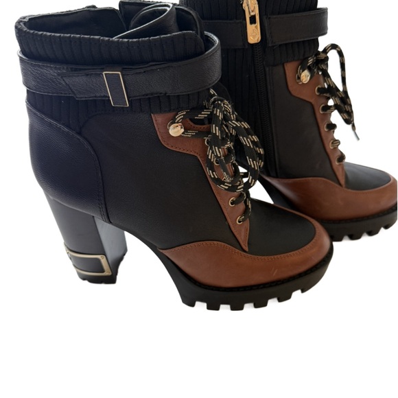 Antonio Melani Black and Brown Leather Women's Ankle Boots, NWOB, Size 7 - Picture 1 of 8
